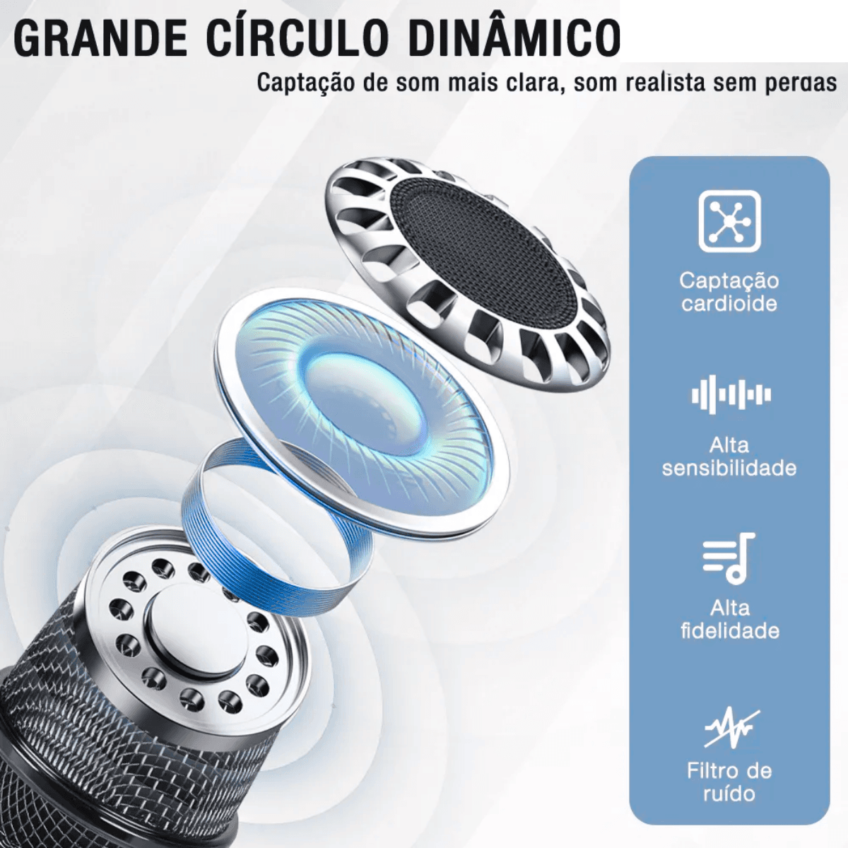 Microfone Sem Fio Conexão Adaptador P2 Macho EL-5018