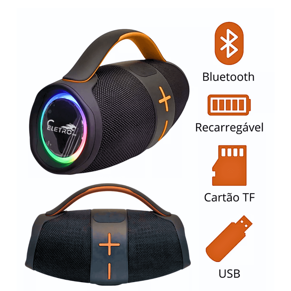 Caixa Som Bluetooth Portátil Prova D agua 100W LED EL-1093