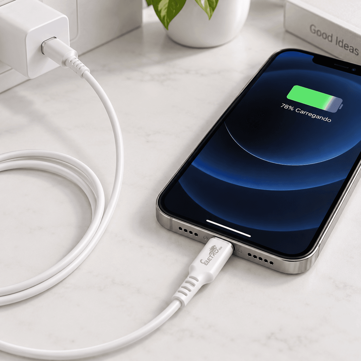 Cabo USB-C Lightning 27W Carga Dados 1m Branco EL-3159-PD