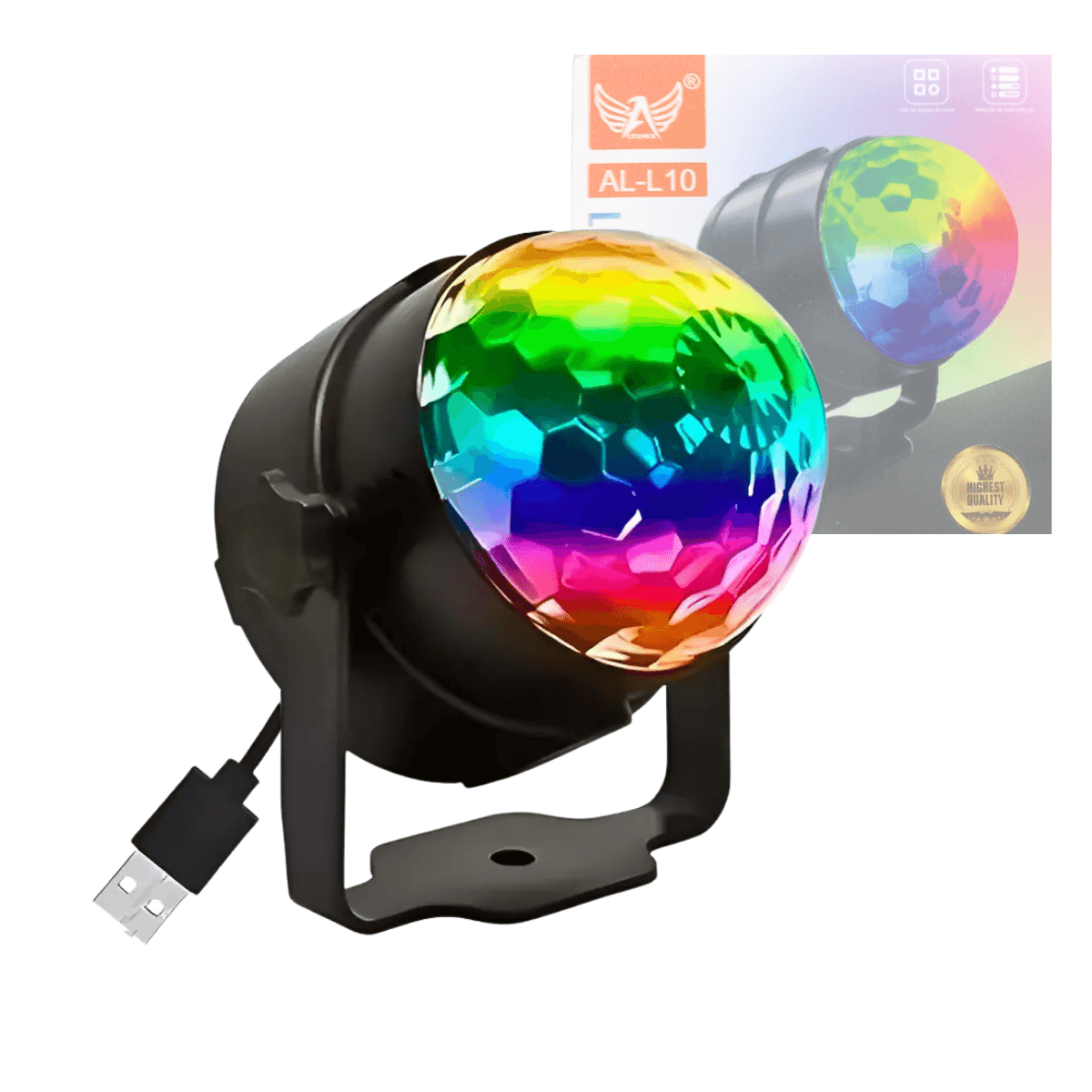 Mini Globo Jogo Luz Giratorio USB Festa Led RGB AL-L10 — Rgb – Vermelho