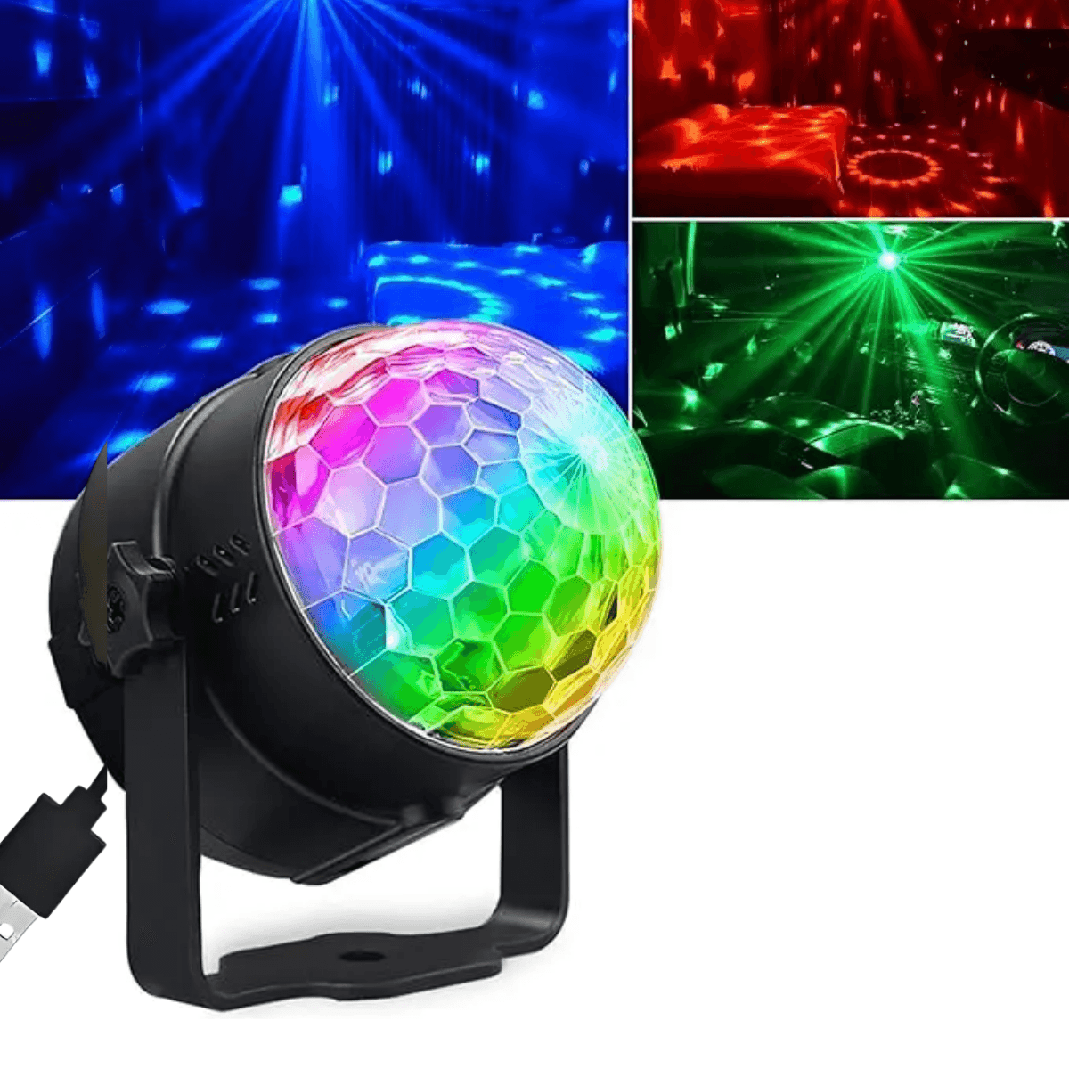 Mini Globo Jogo Luz Giratorio USB Festa Led RGB AL-L10