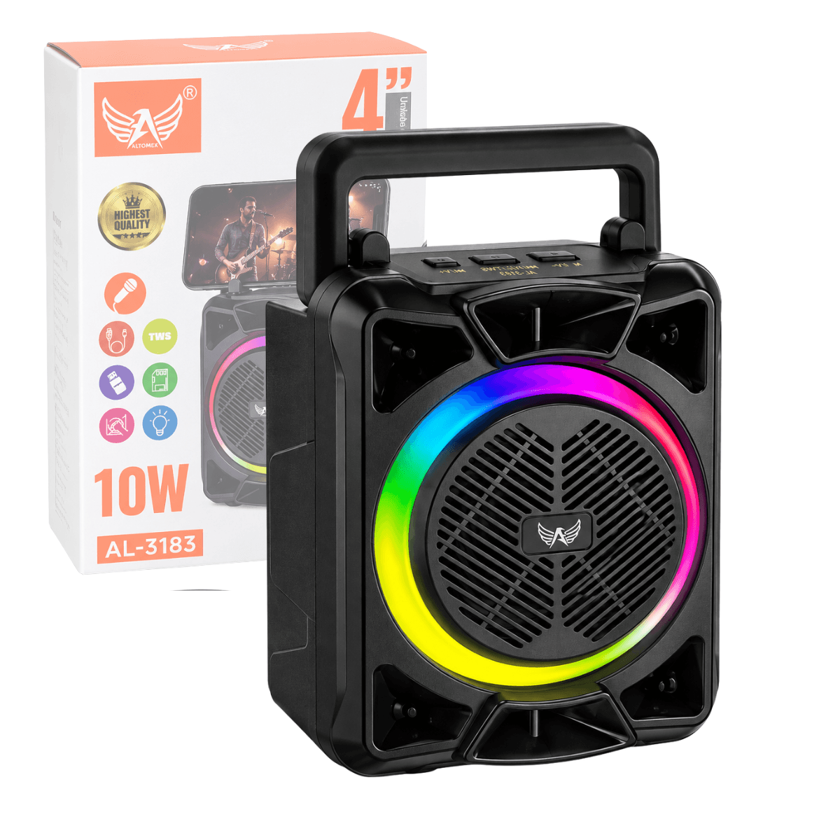 Caixa Som Bluetooth Portátil 10W RGB TWS 4 Polegadas AL-3183 — default