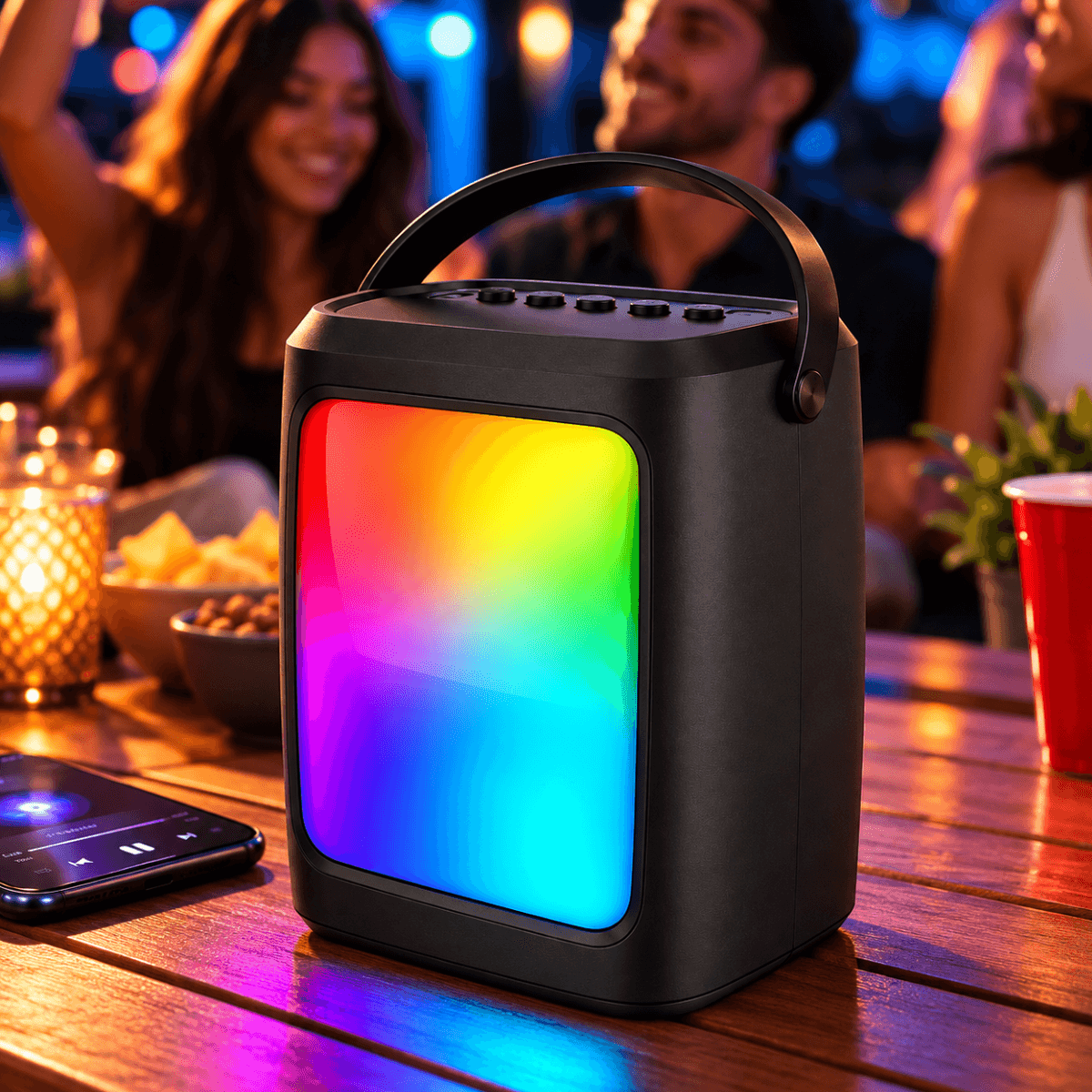 Caixa Som Bluetooth LED RGB Alça AL-8932