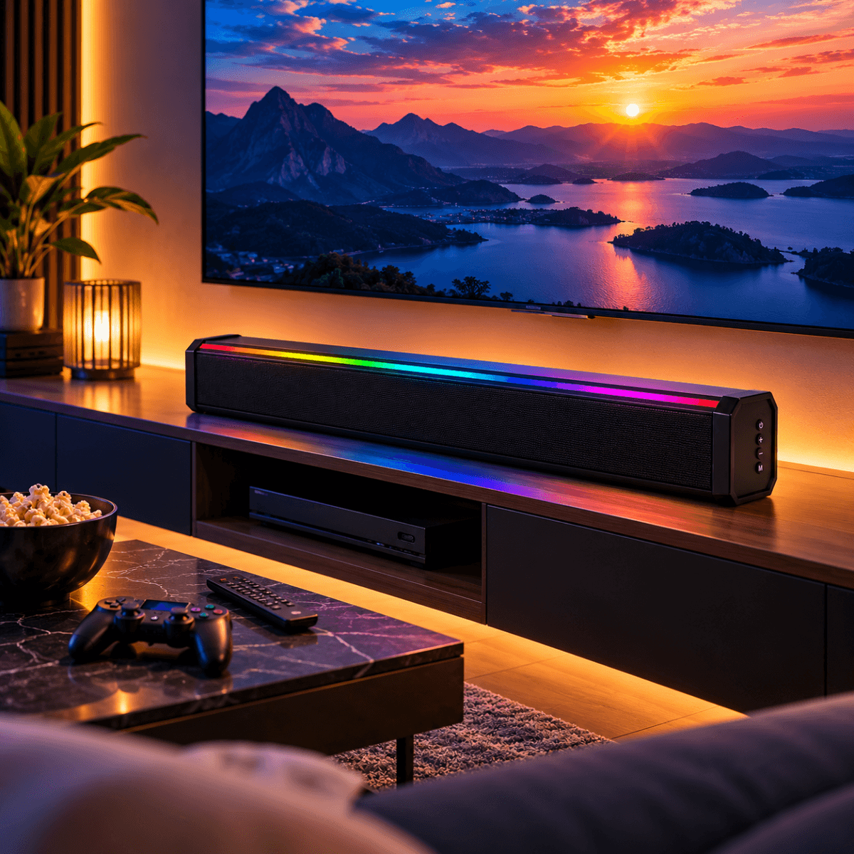 Caixa Som Soundbar Bluetooth 50W LED RGB Barra AL-3558