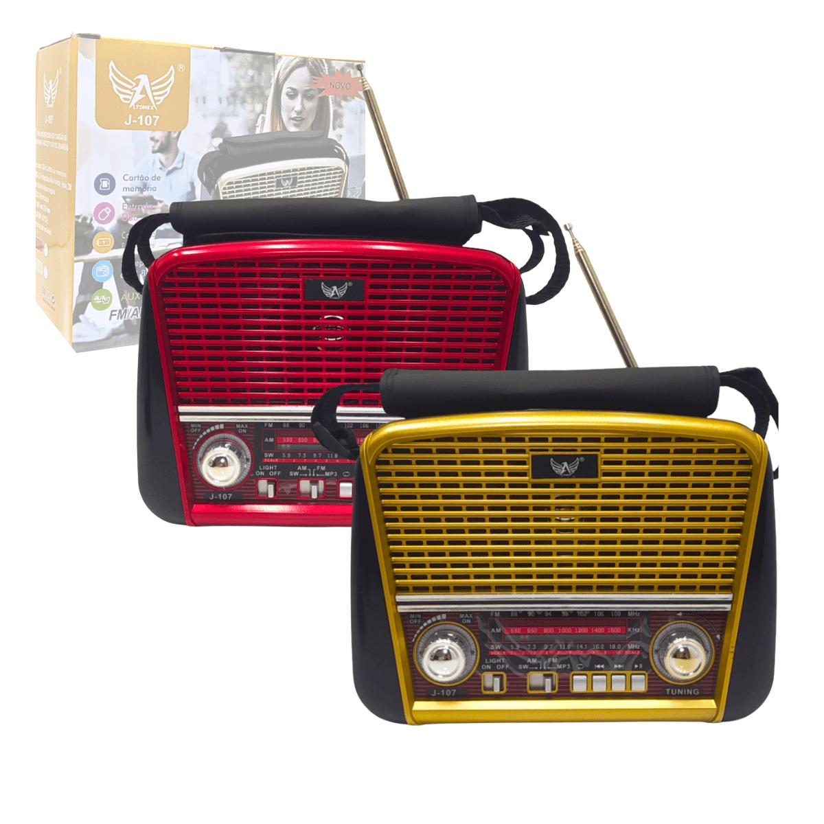 Rádio Retro 3W Bluetooth 5 1 Lanterna Alça JD-107