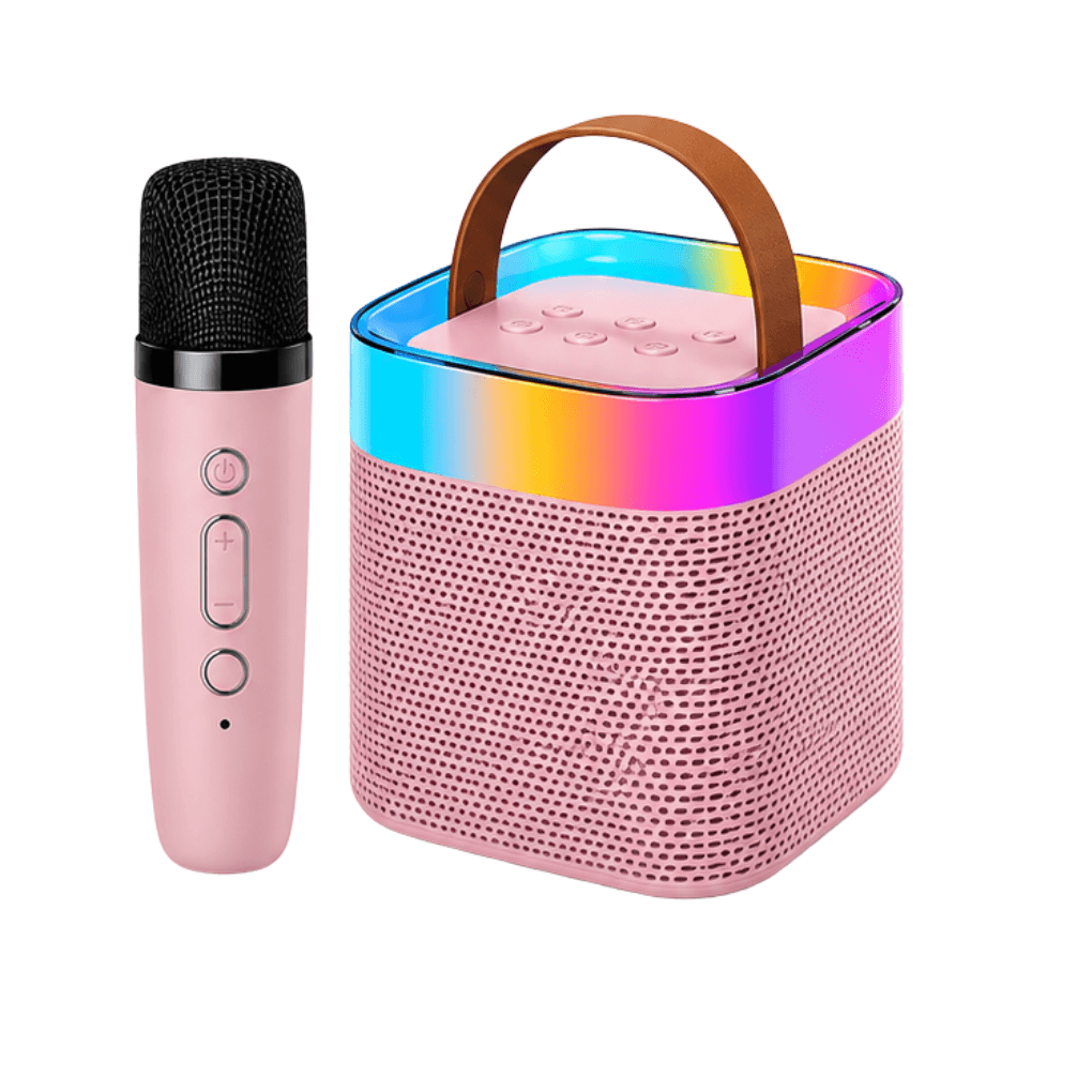 Caixa Som Portátil LED RGB Alça Microfone AM-8582