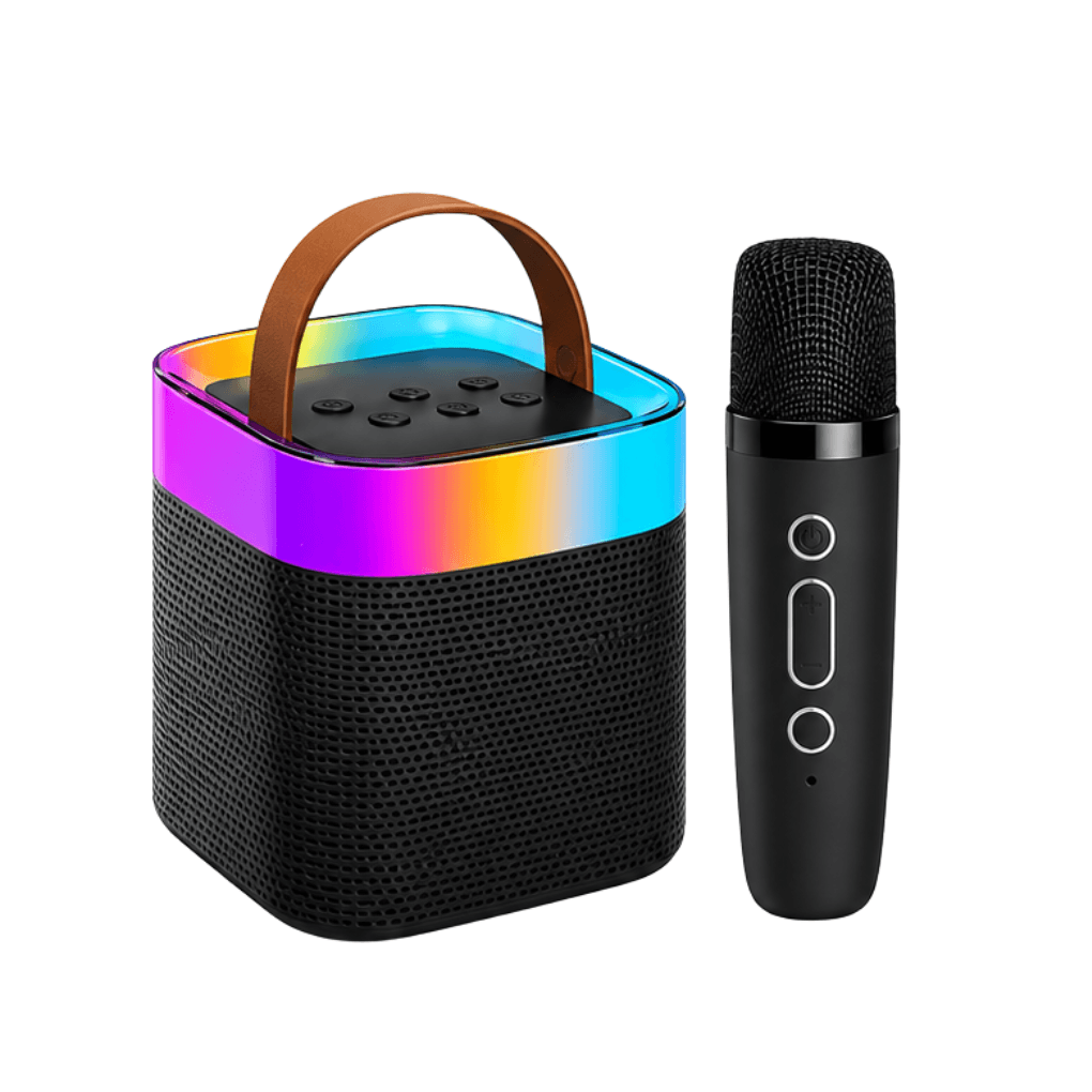 Caixa Som Portátil LED RGB Alça Microfone AM-8582