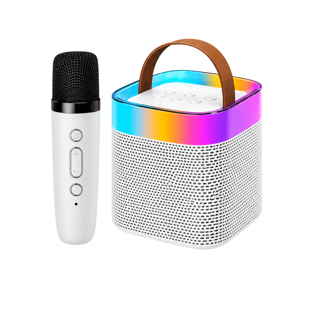 Caixa Som Portátil LED RGB Alça Microfone AM-8582