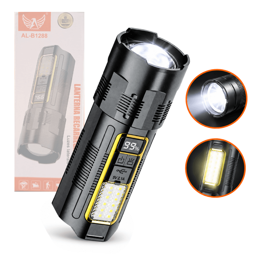 Lanterna Recarregável USB Luz Frontal Lateral SMD AL-B1288 — default