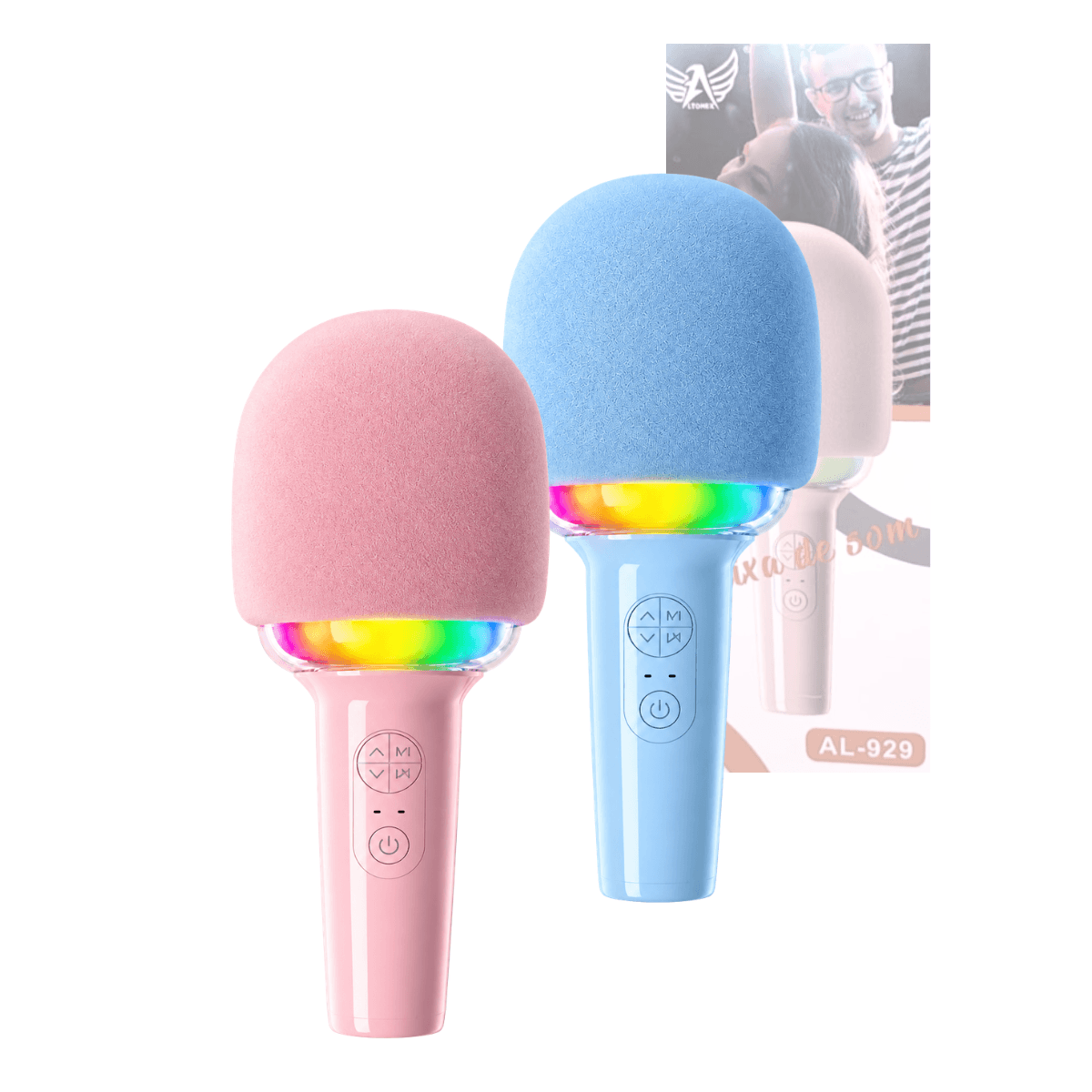 Caixa Som Microfone Musical LED RGB AL-929 — Azul