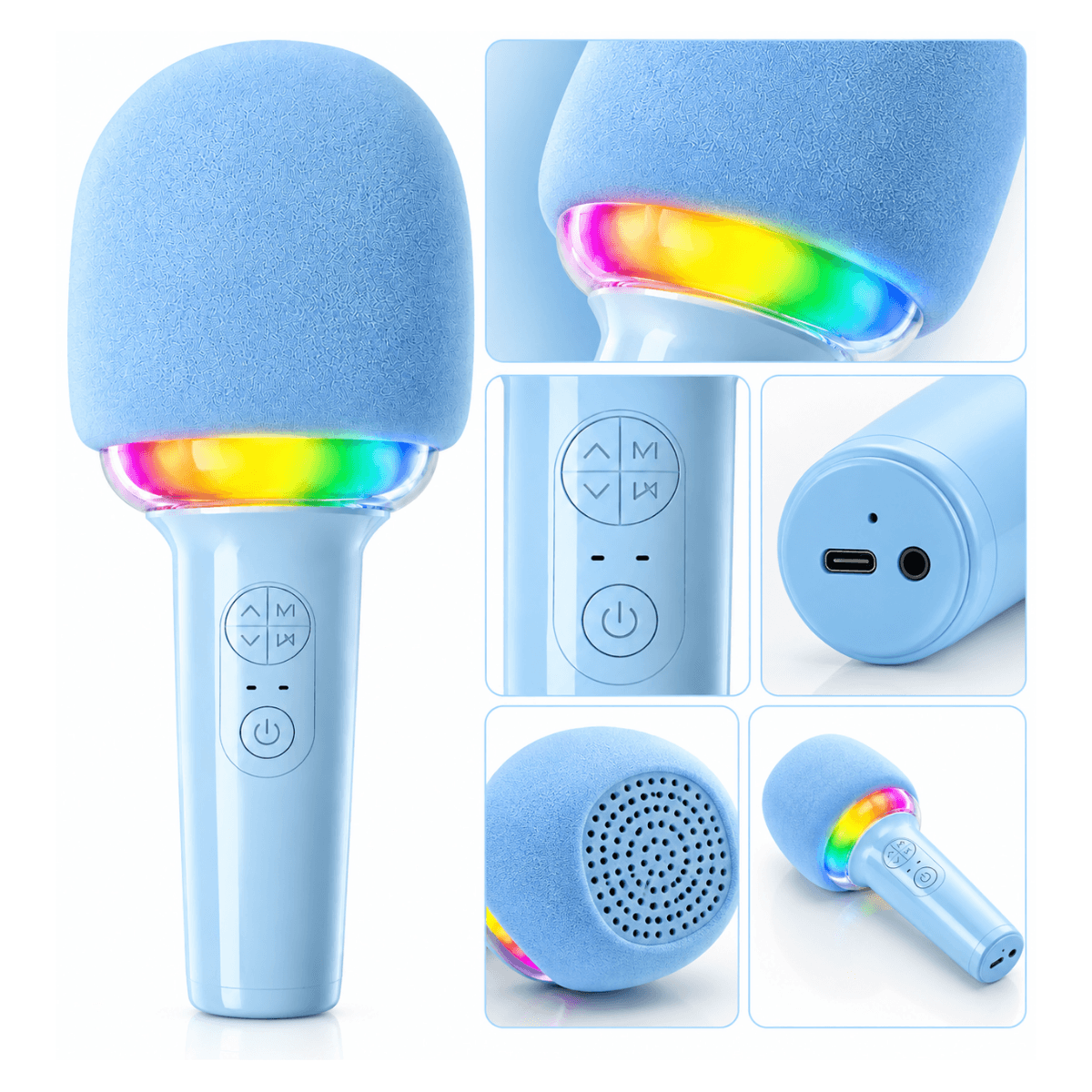 Caixa Som Microfone Musical LED RGB AL-929
