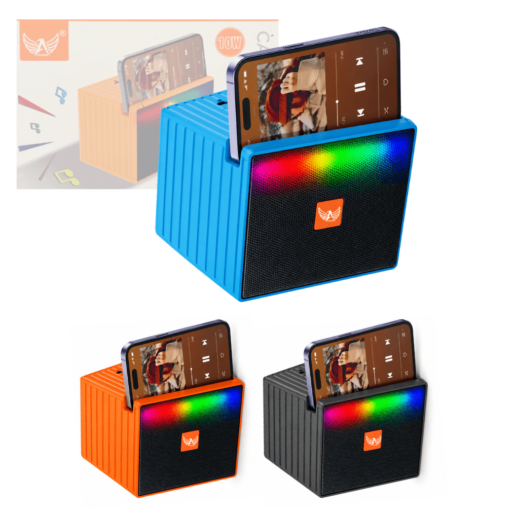 Caixa Som Bluetooth 10W Suporte Celular LED RGB AL-8321 — Laranja