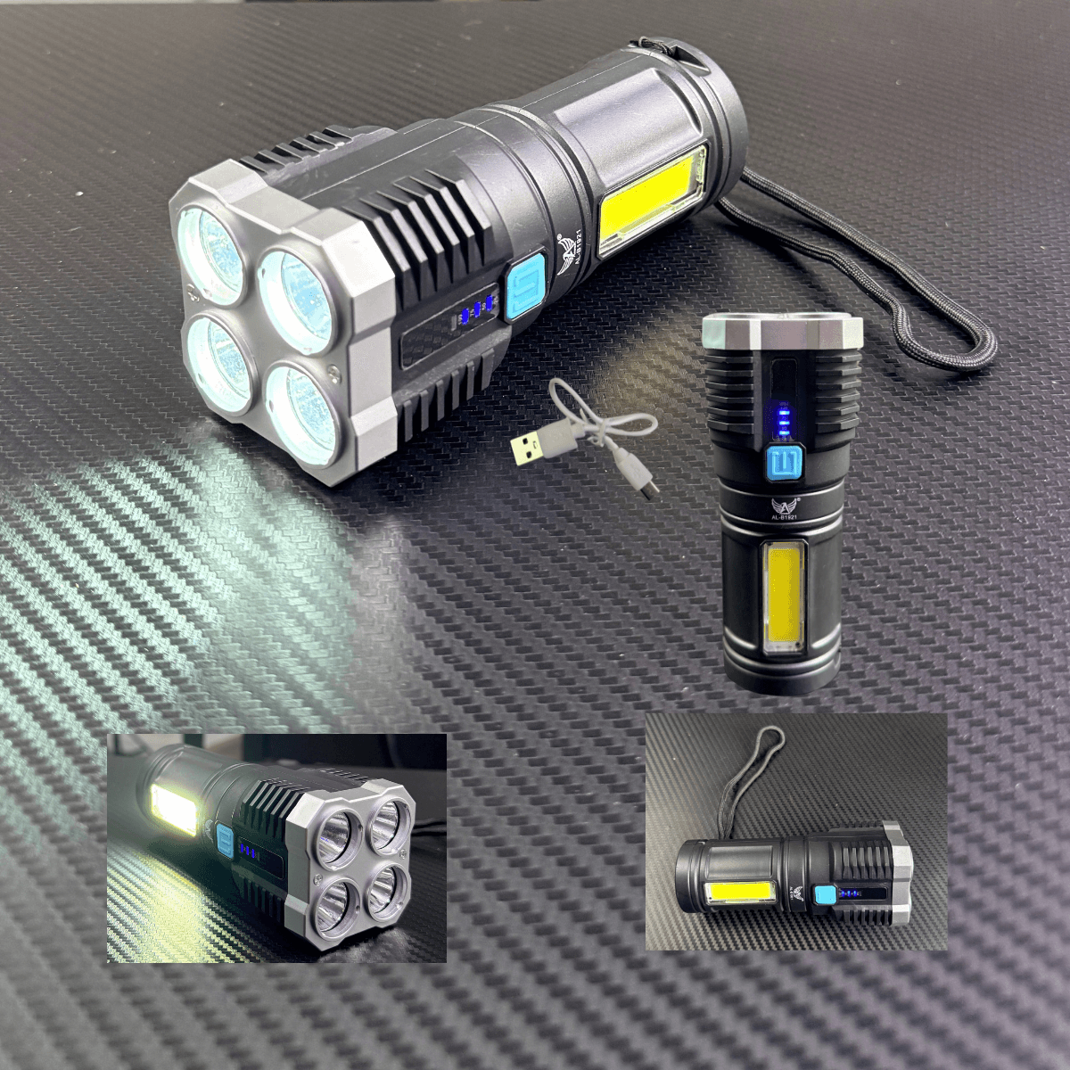 Lanterna Recarregável 4 Lentes LED Luz Lateral COB AL-B1921