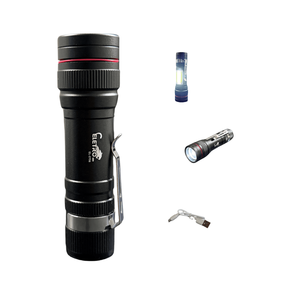 Lanterna Recarregável Zoom Telescópico COB XPE LED EL-2706