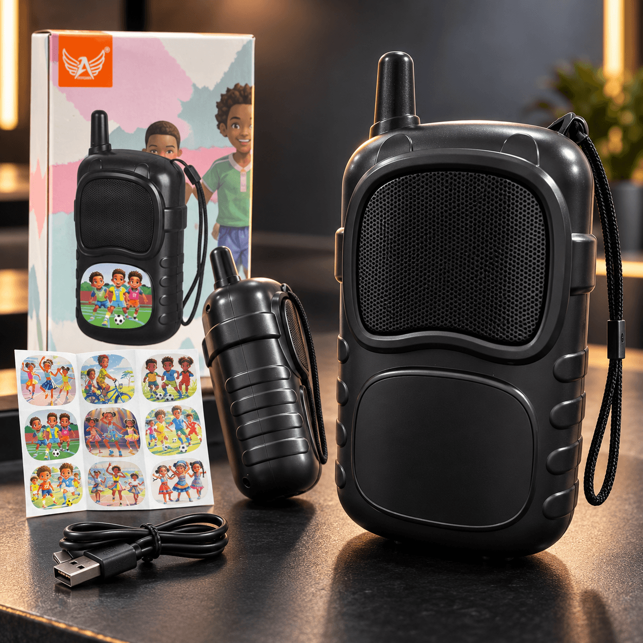 Caixa Som Infantil Portátil USB TF Alça Adesivo AL-8087