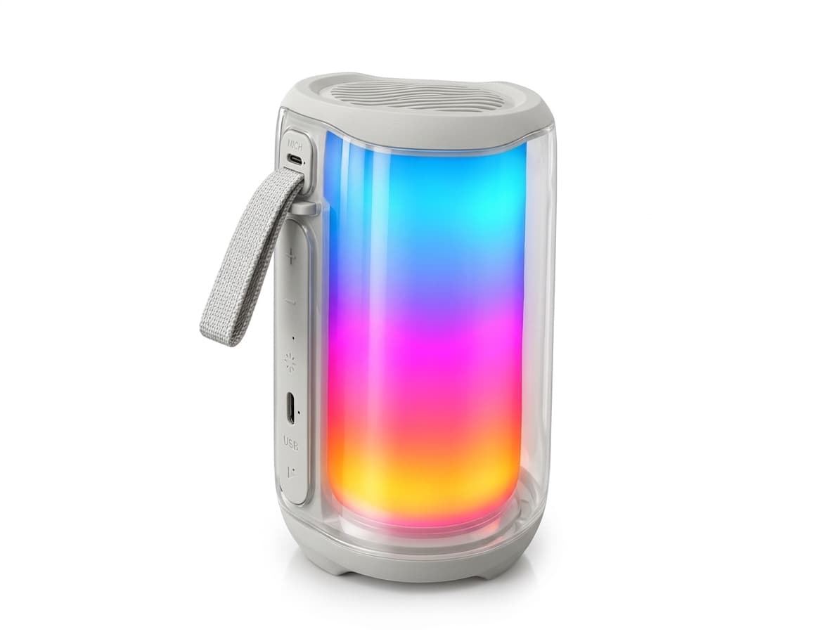 Caixa Som Bluetooth LED RGB Portátil AK-8939 — Branco