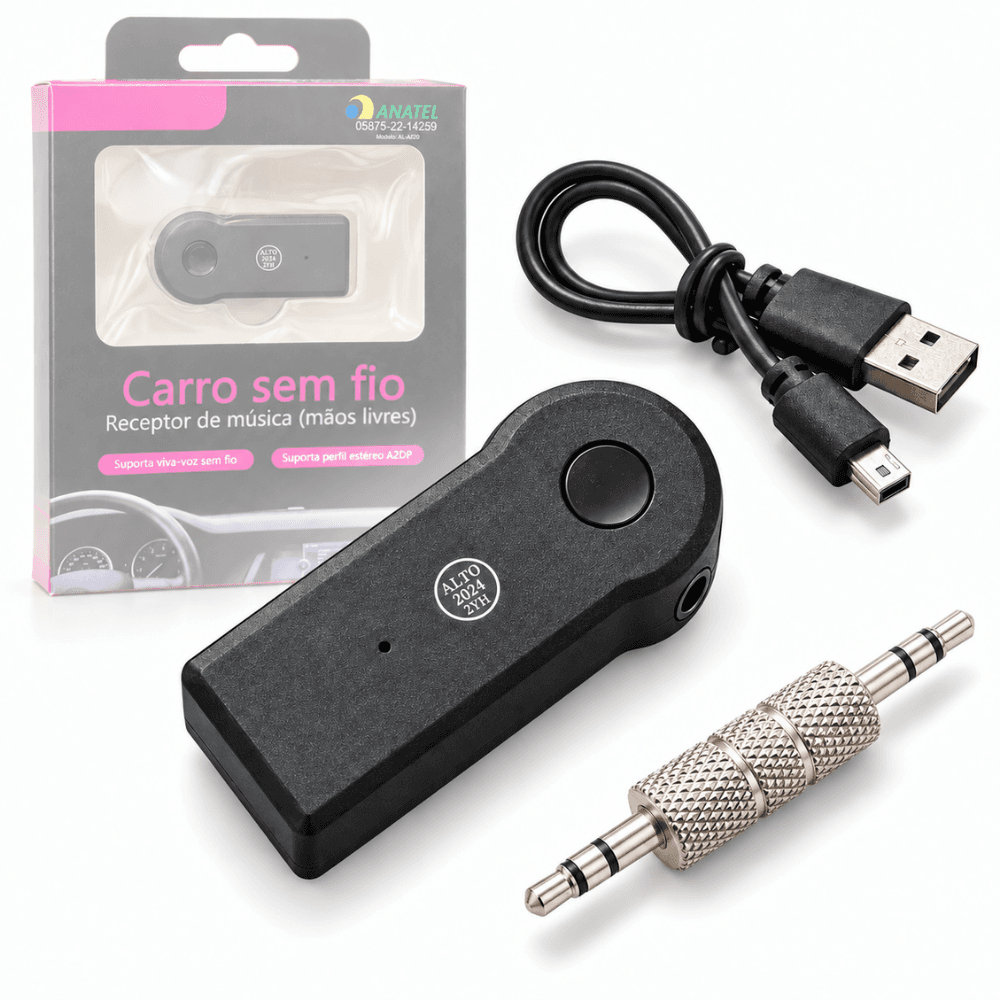 Receptor Áudio Bluetooth P2 3 5mm Som Automotivo AL-A220 — default