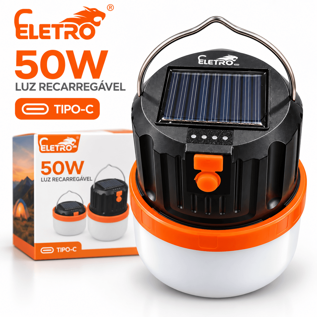 Luz Recarregável Solar LED Lâmpada Emergência EL-2710