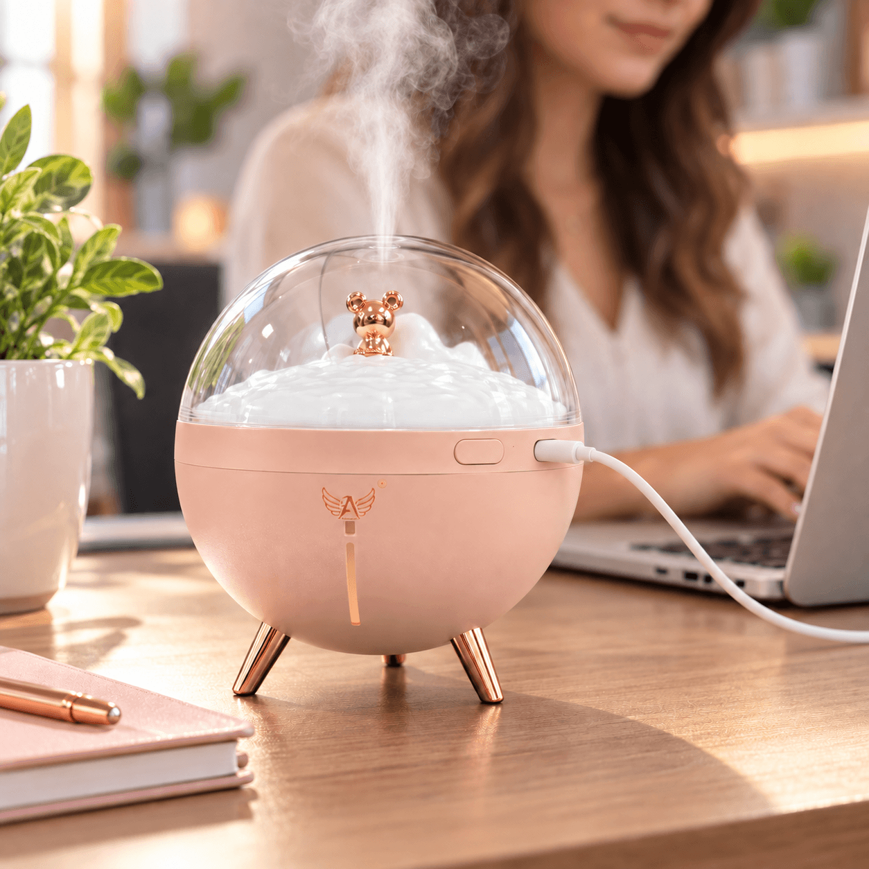 Umidificador Ar Espacial 260ml USB Formato Ursinho AL-2698