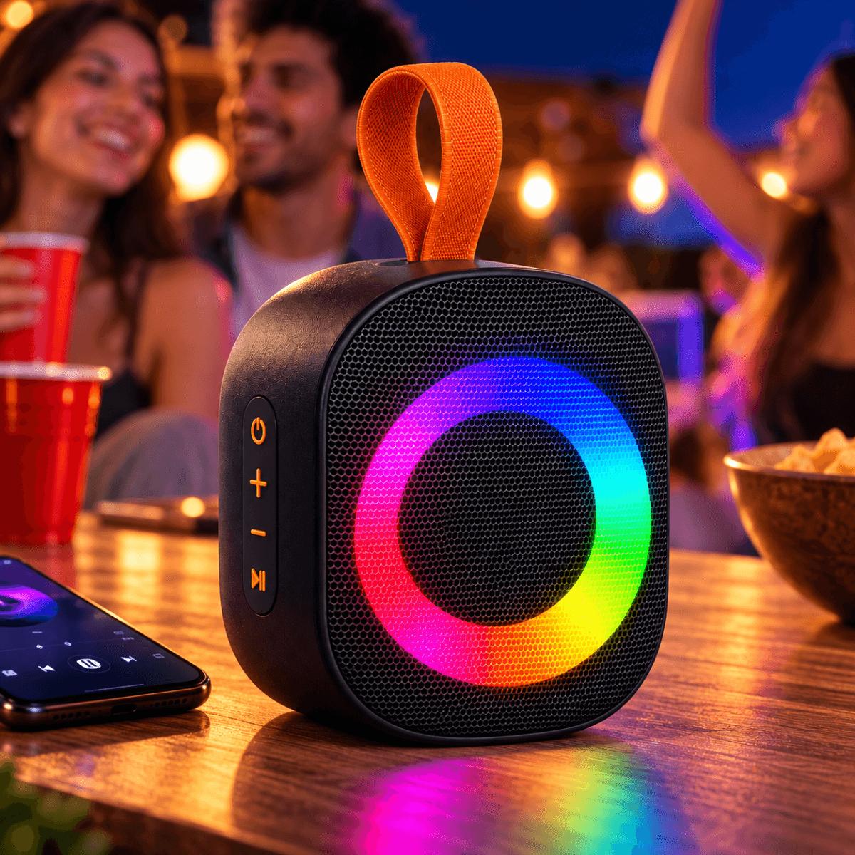 Caixa Som Bluetooth Portátil 5W LED RGB Alça AL-8585