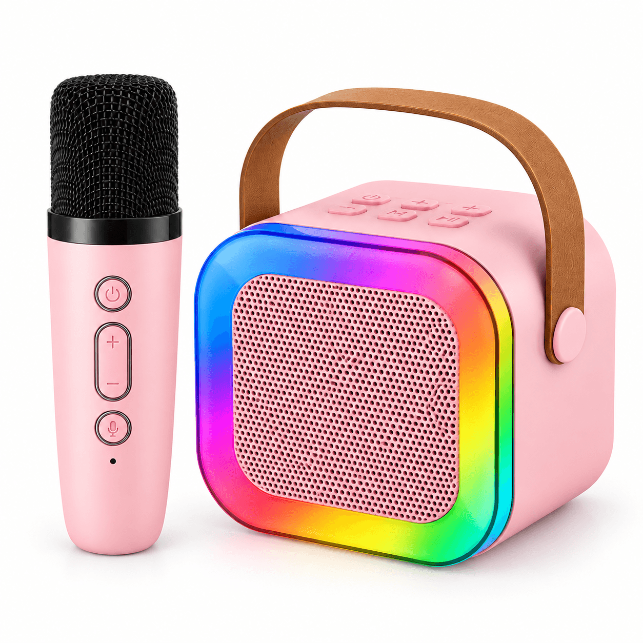 Mini Caixa Som Karaoke 10W LED RGB Microfone EL-1038