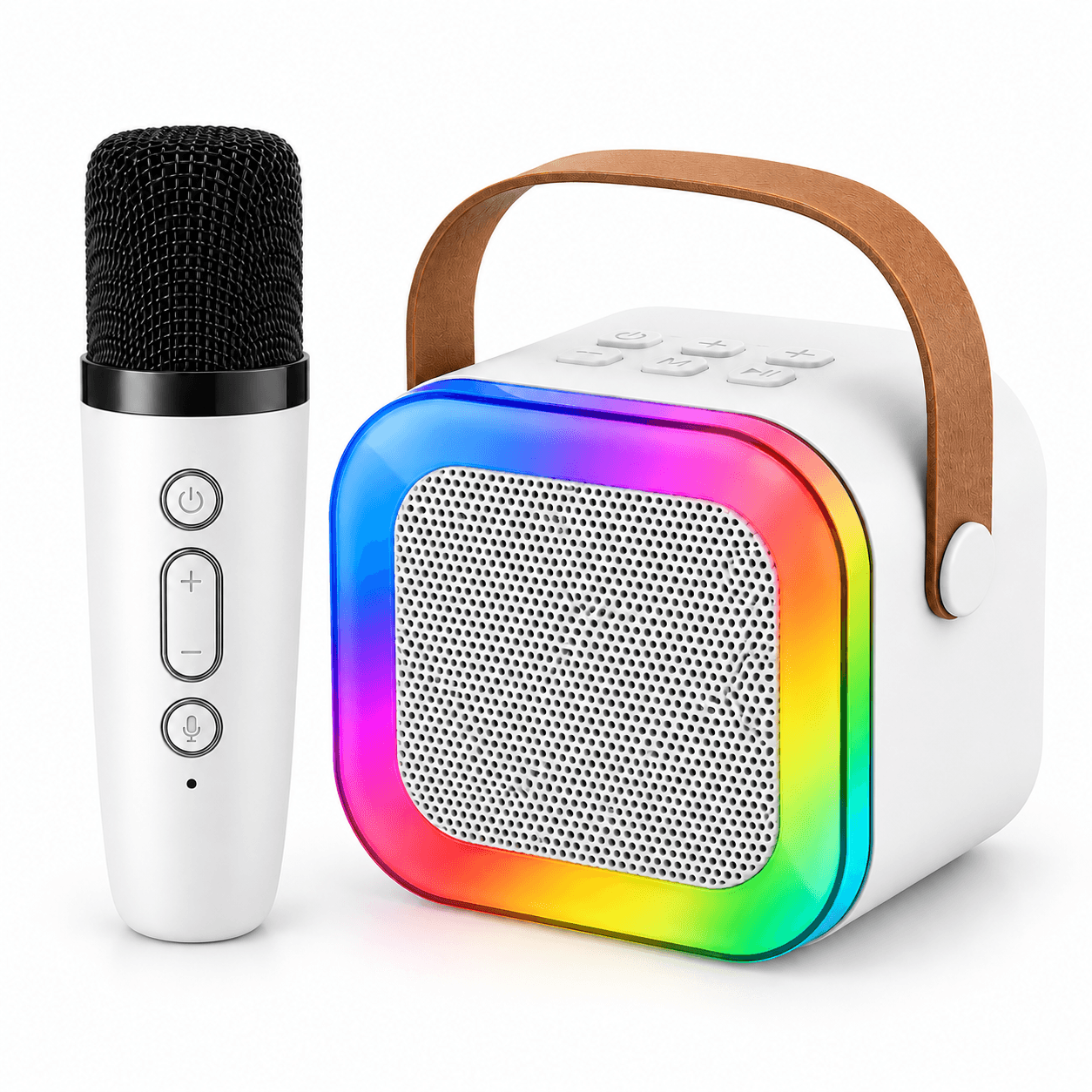 Mini Caixa Som Karaoke 10W LED RGB Microfone EL-1038