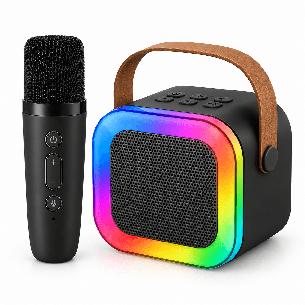 Mini Caixa Som Karaoke 10W LED RGB Microfone EL-1038