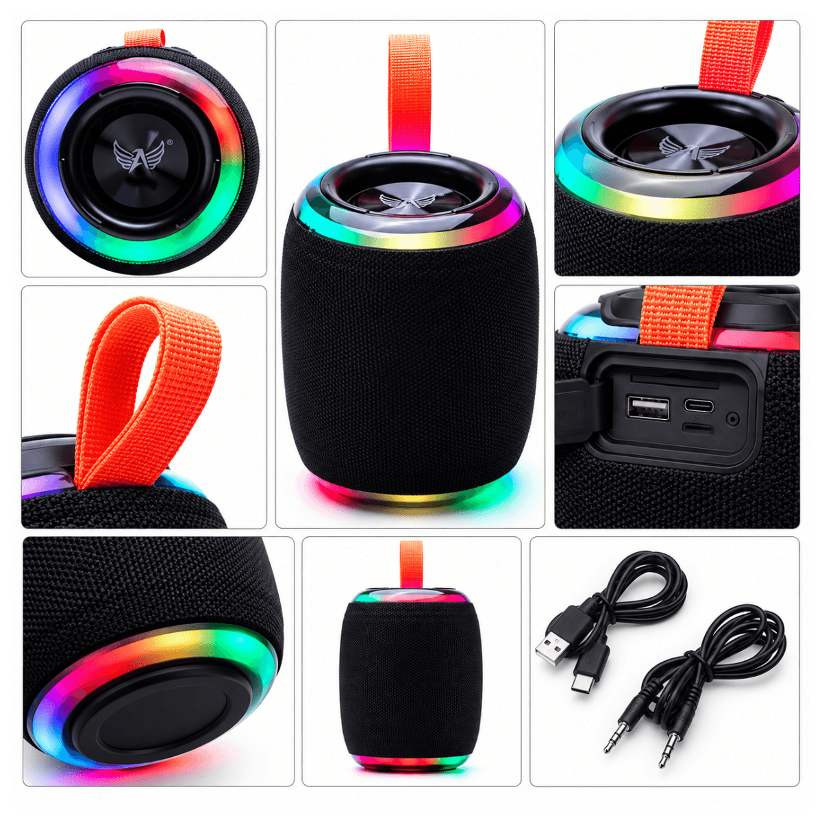 Caixa Som Bluetooth Portátil 8W LED TWS Alça AL-8383