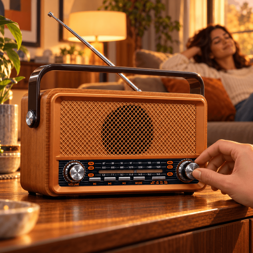 Rádio Clássico Retrô Bluetooth FM AM SW USB TF 5W EL-1306