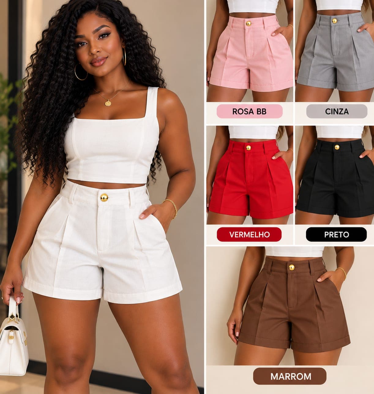 Short alfaiataria marrante — PRETO - M
