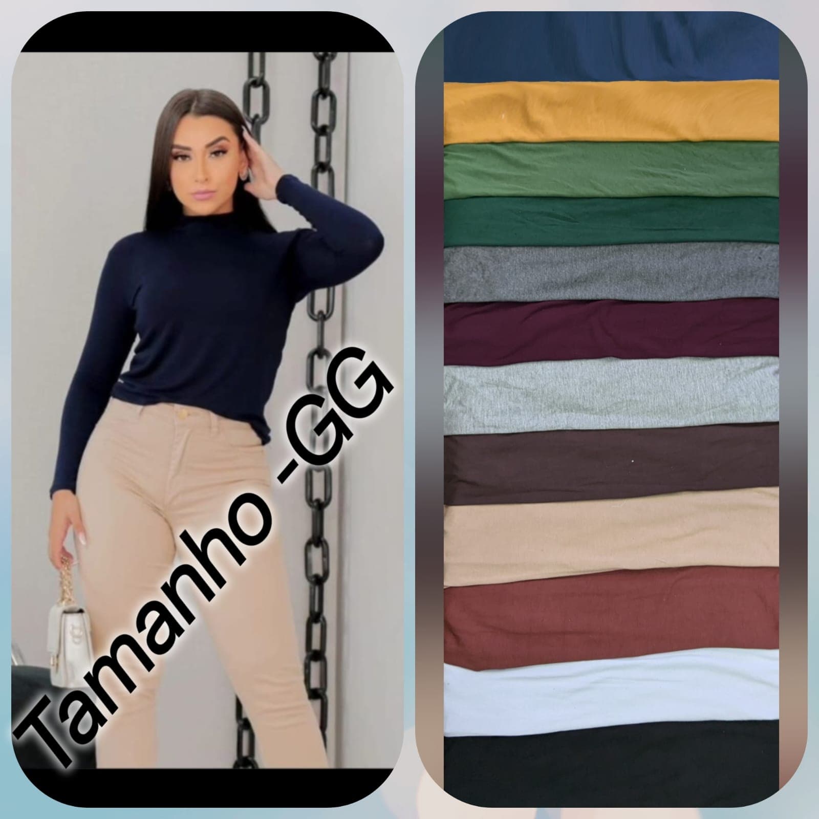 Blusa Manga Longa Gola Alta — Blusa Manga Longa Gola Alta - GG