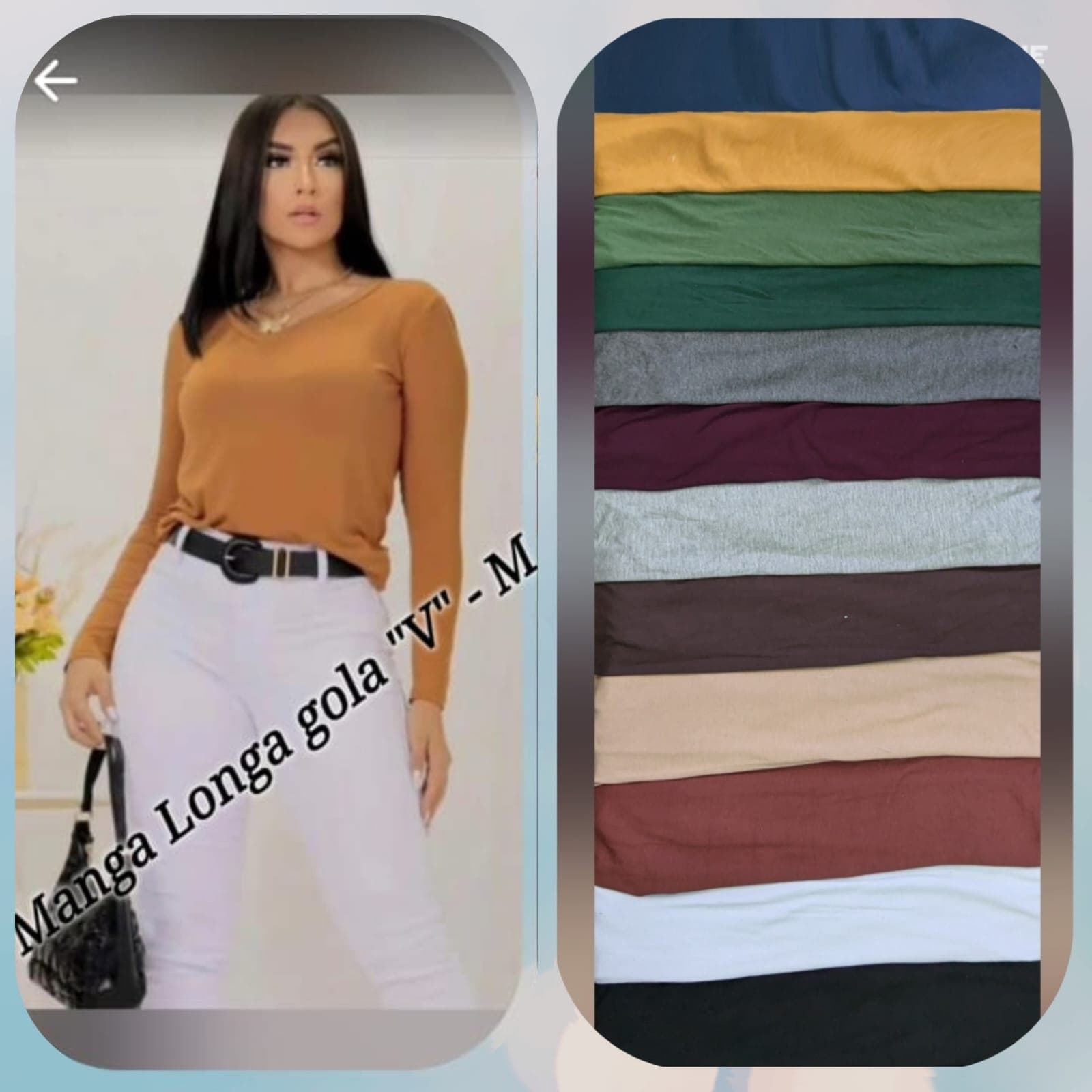 Blusa Manga Longa Decote V — Blusa Manga Longa Decote V - M