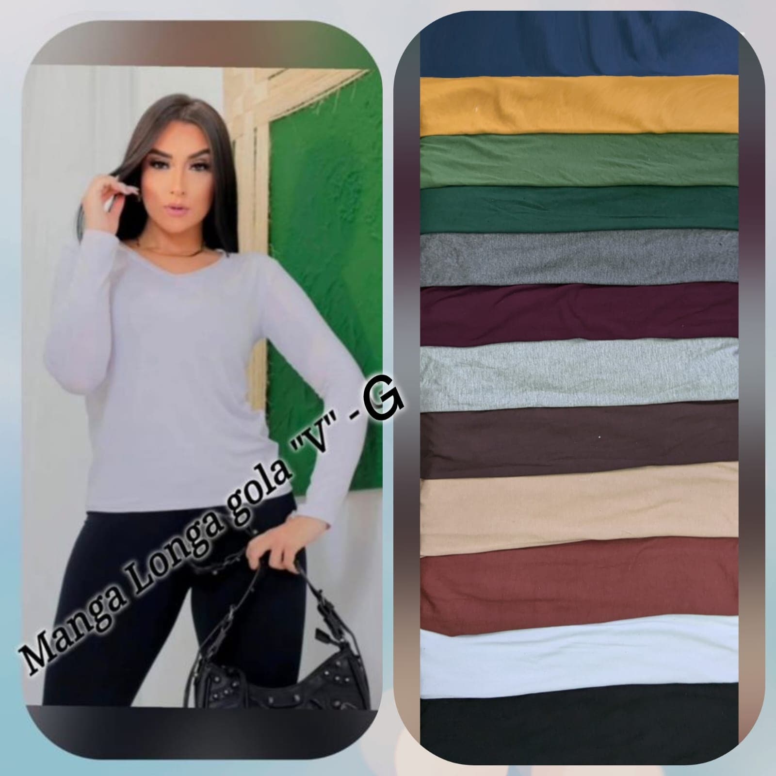 Blusa Manga Longa Decote V — Blusa Manga Longa Decote V - G