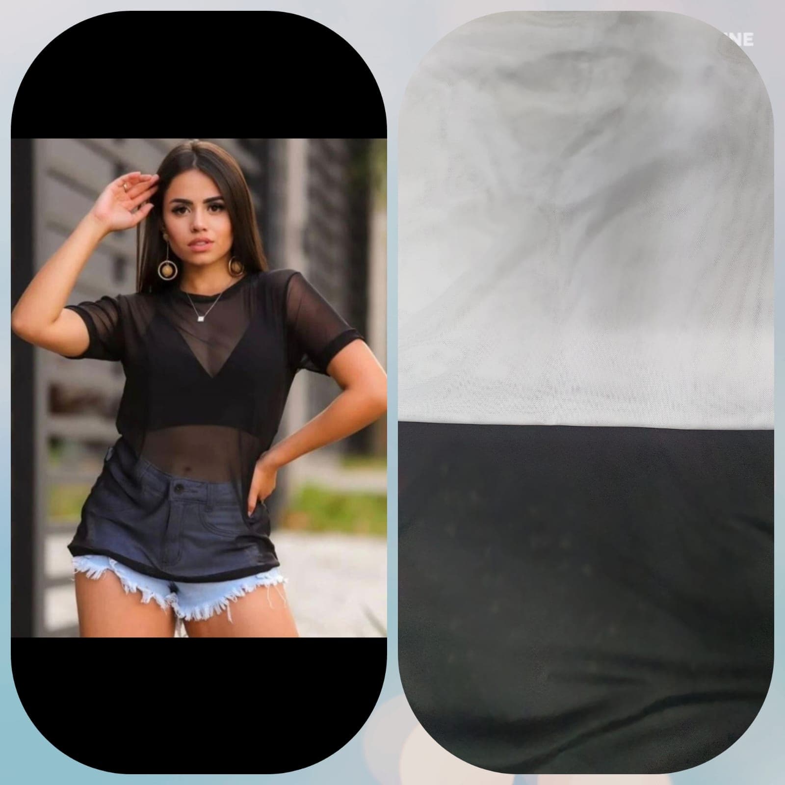Blusa Tule Manga Curta — Blusa Tule Manga Curta - GG