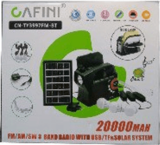 Kit Solar Portátil+panel Solar+4 Focos+radio Fm/ Cafini