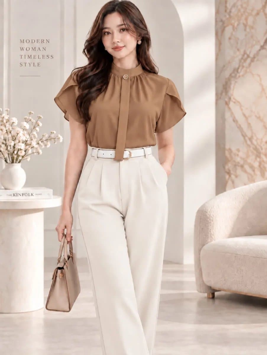 Blusa Regina — Blusa Regina - Beige Oscuro - L