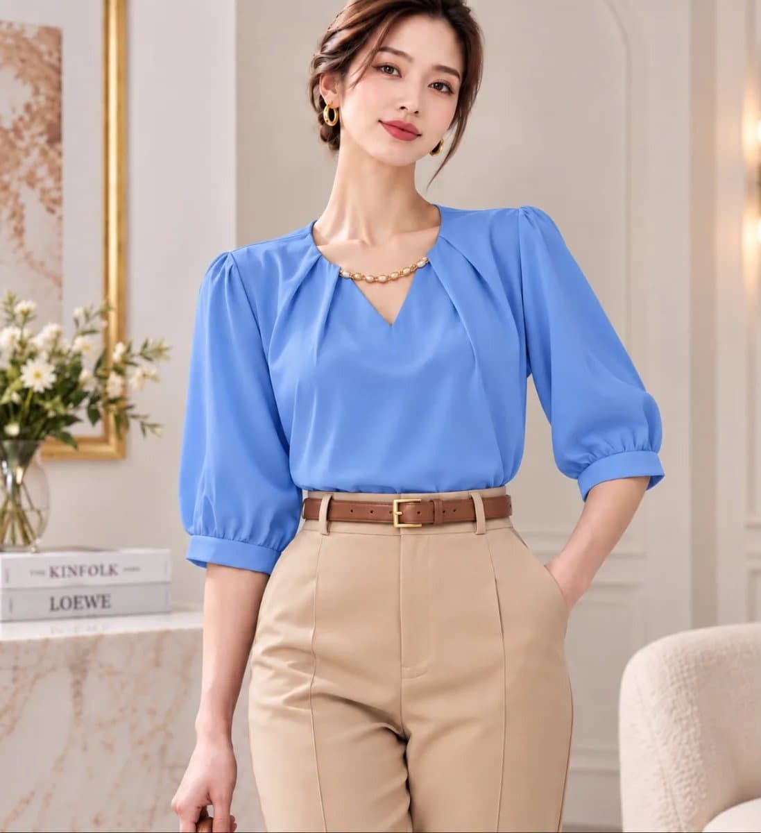 Blusa Ingrid — Blusa Ingrid - Azul Italiano - L