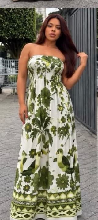 vestido longo inspiração Farm — Verde