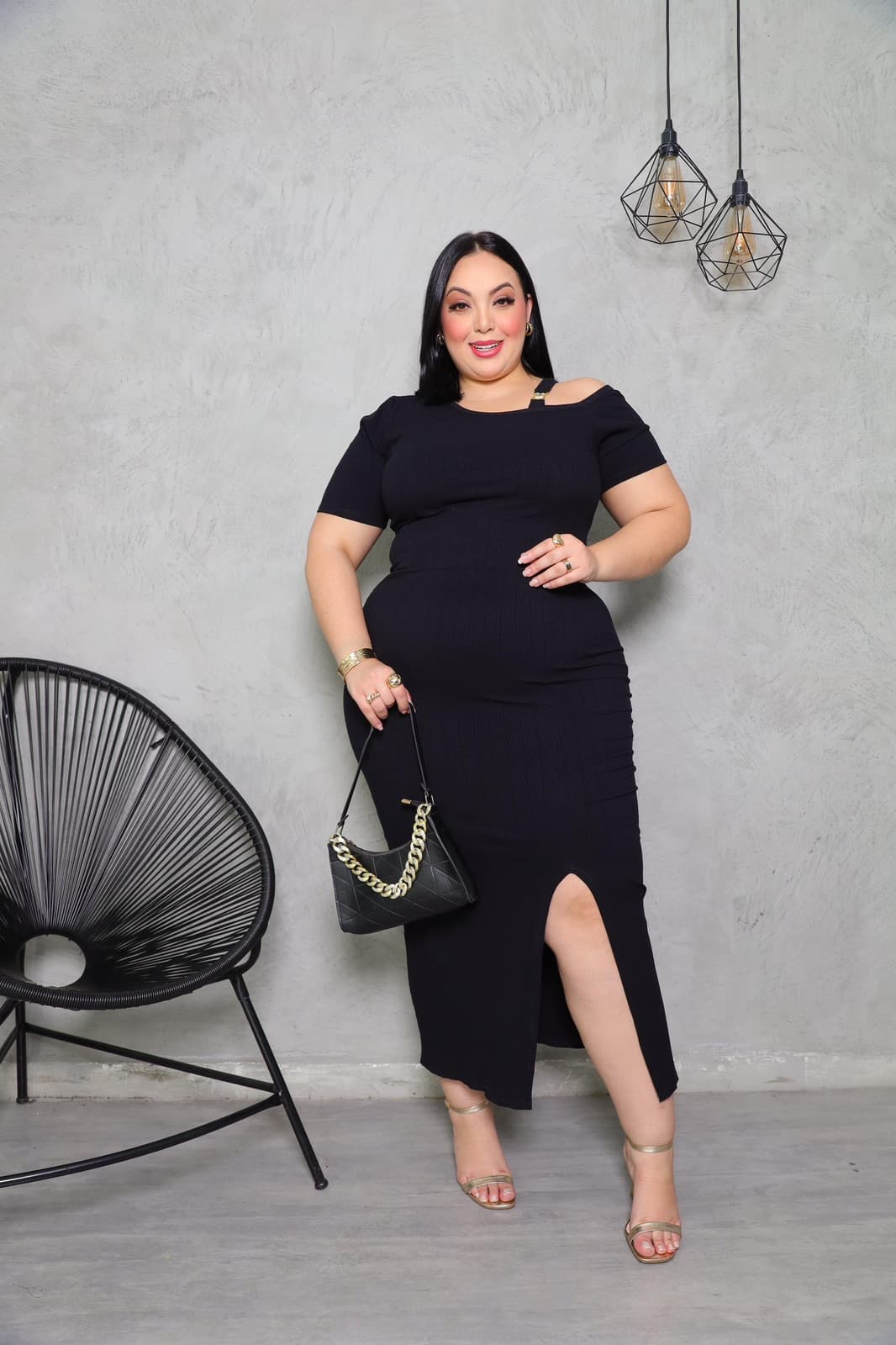 VESTIDO FIVELA — Preto