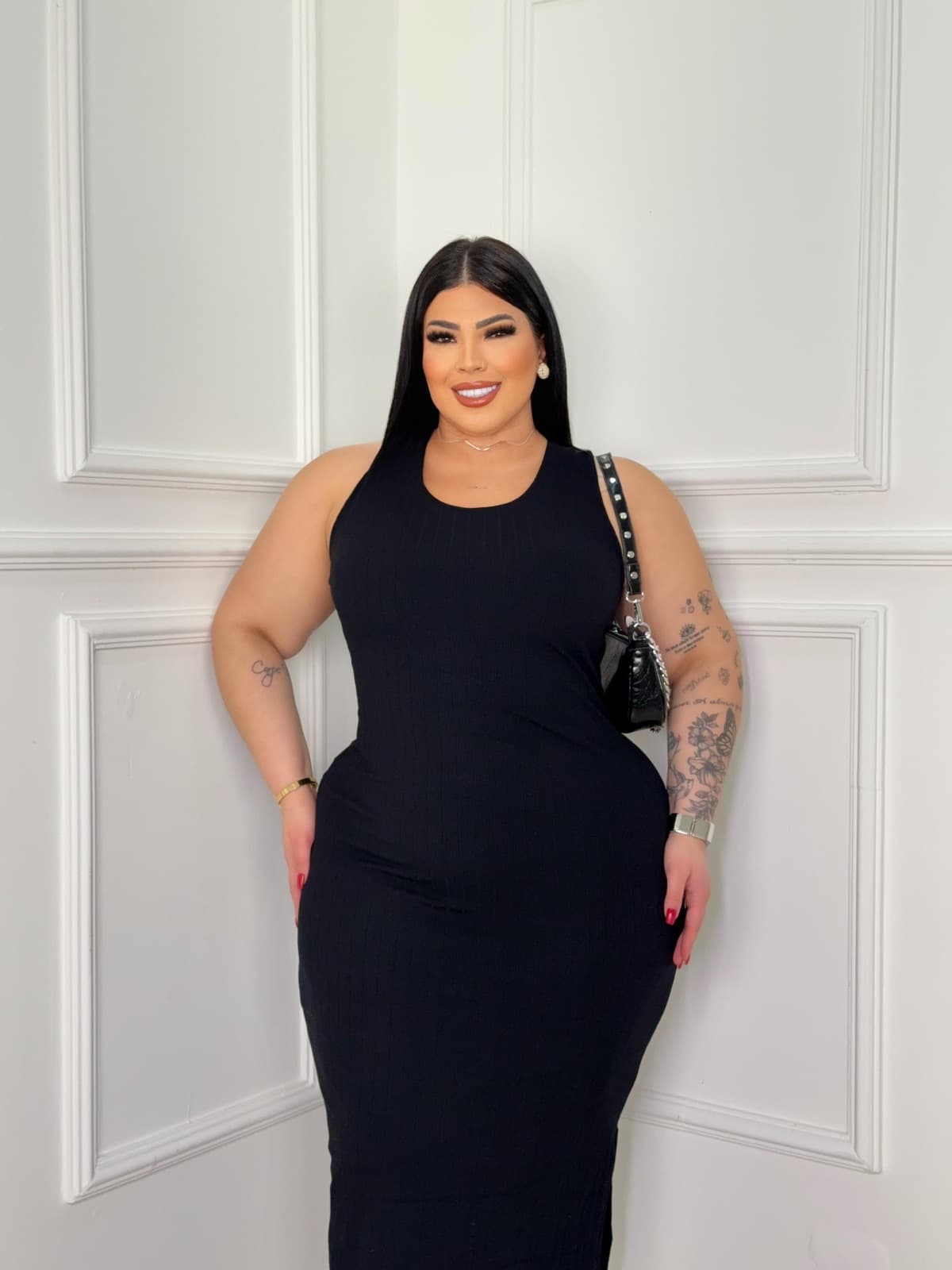 VESTIDO KIM TRAÇADO — Preto