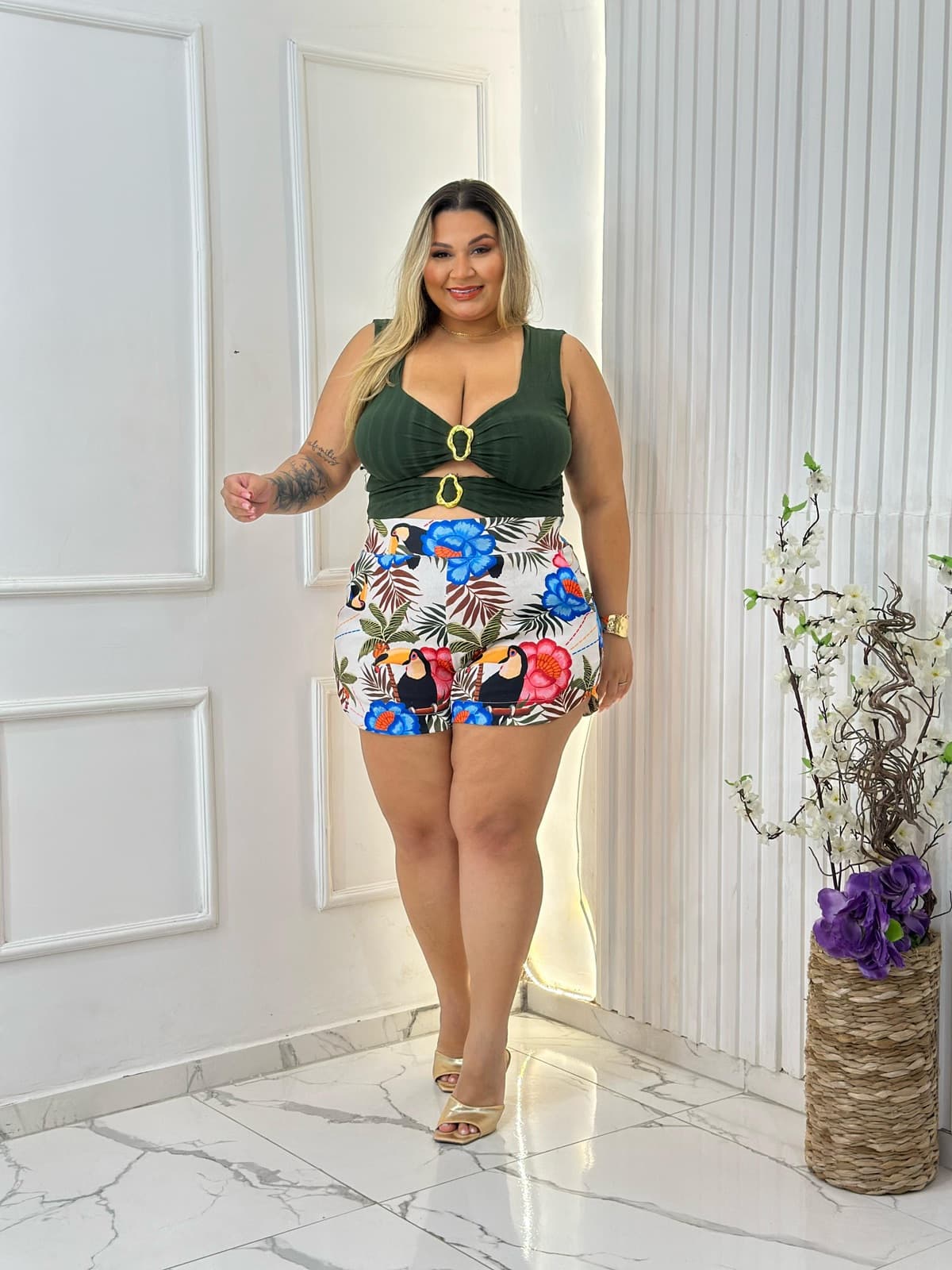 Body Sabrina regata — Verde militar