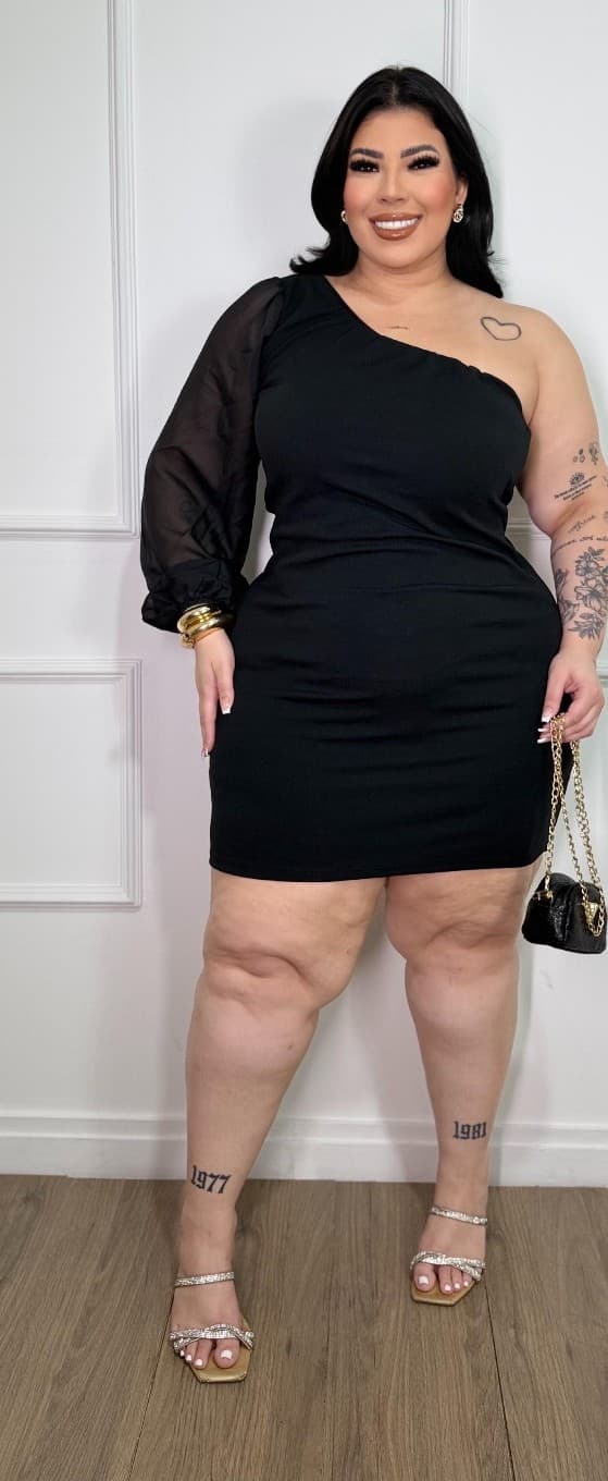 VESTIDO MULA MANGA • CANELADO PREMIUM — Preto