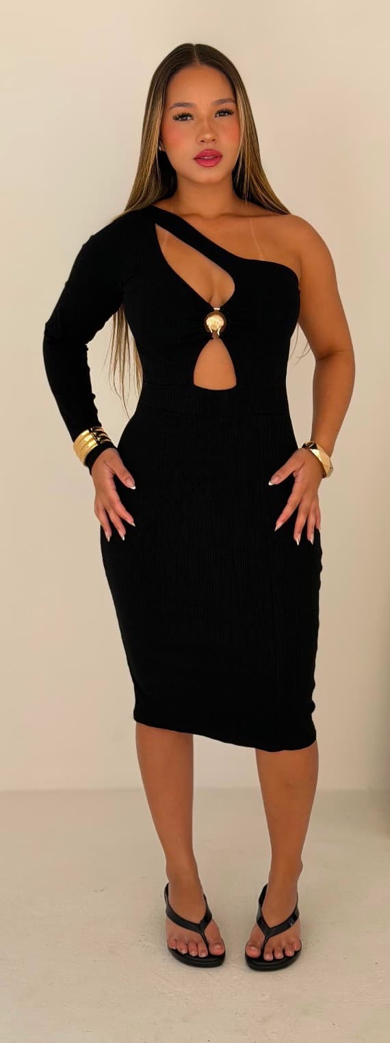 VESTIDO ANY • CANELADO PREMIUM — Preto