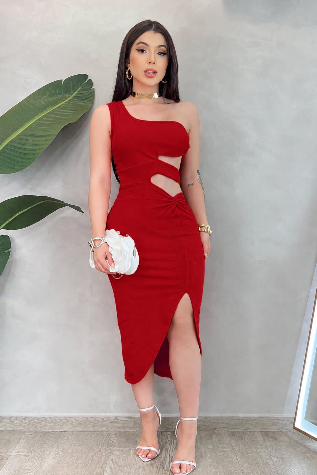 Vestido Muriel • Canelado Premium — Vermelho