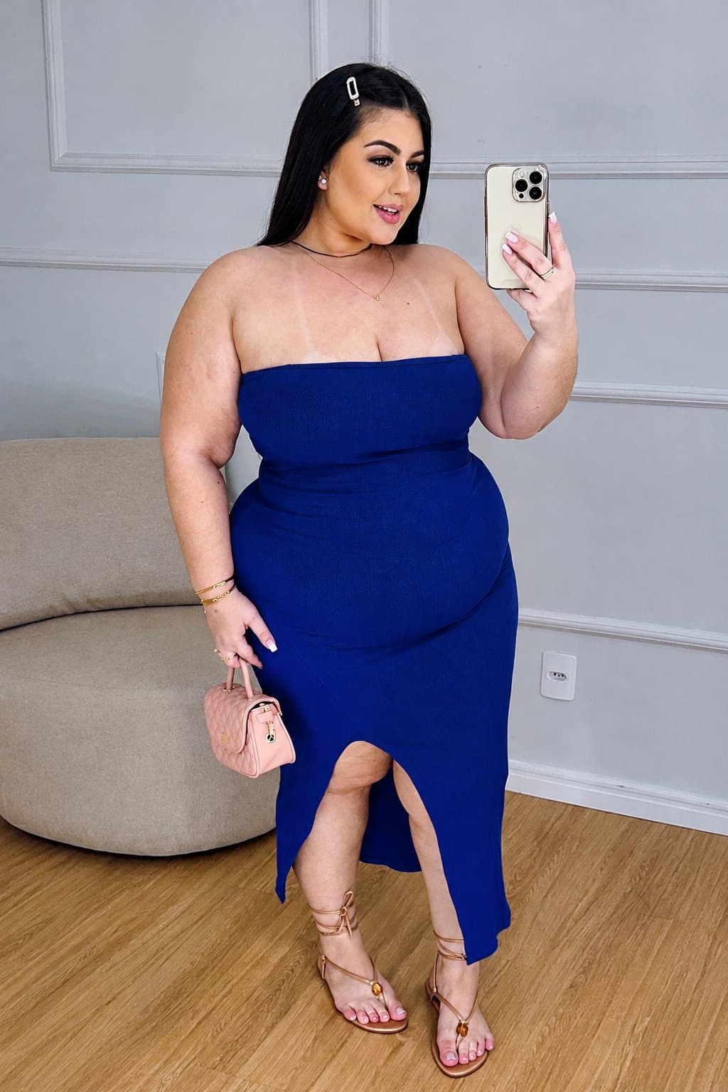 VESTIDO TOMARA QUE CAIA — Azul caneta