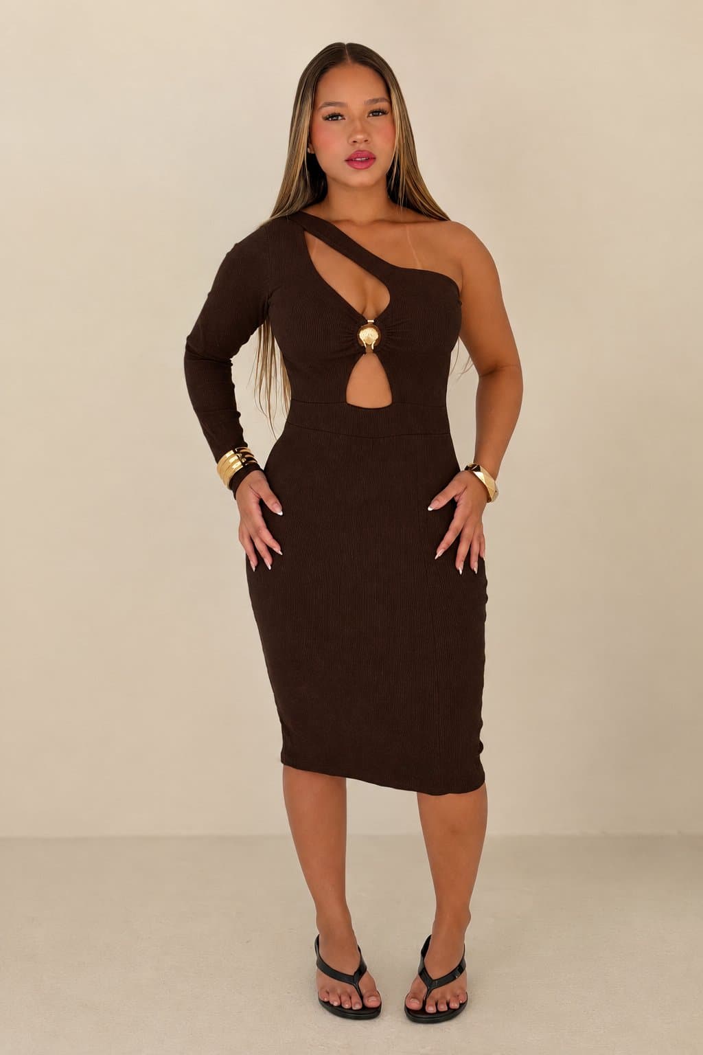 VESTIDO ANY • CANELADO PREMIUM — Marrom escuro