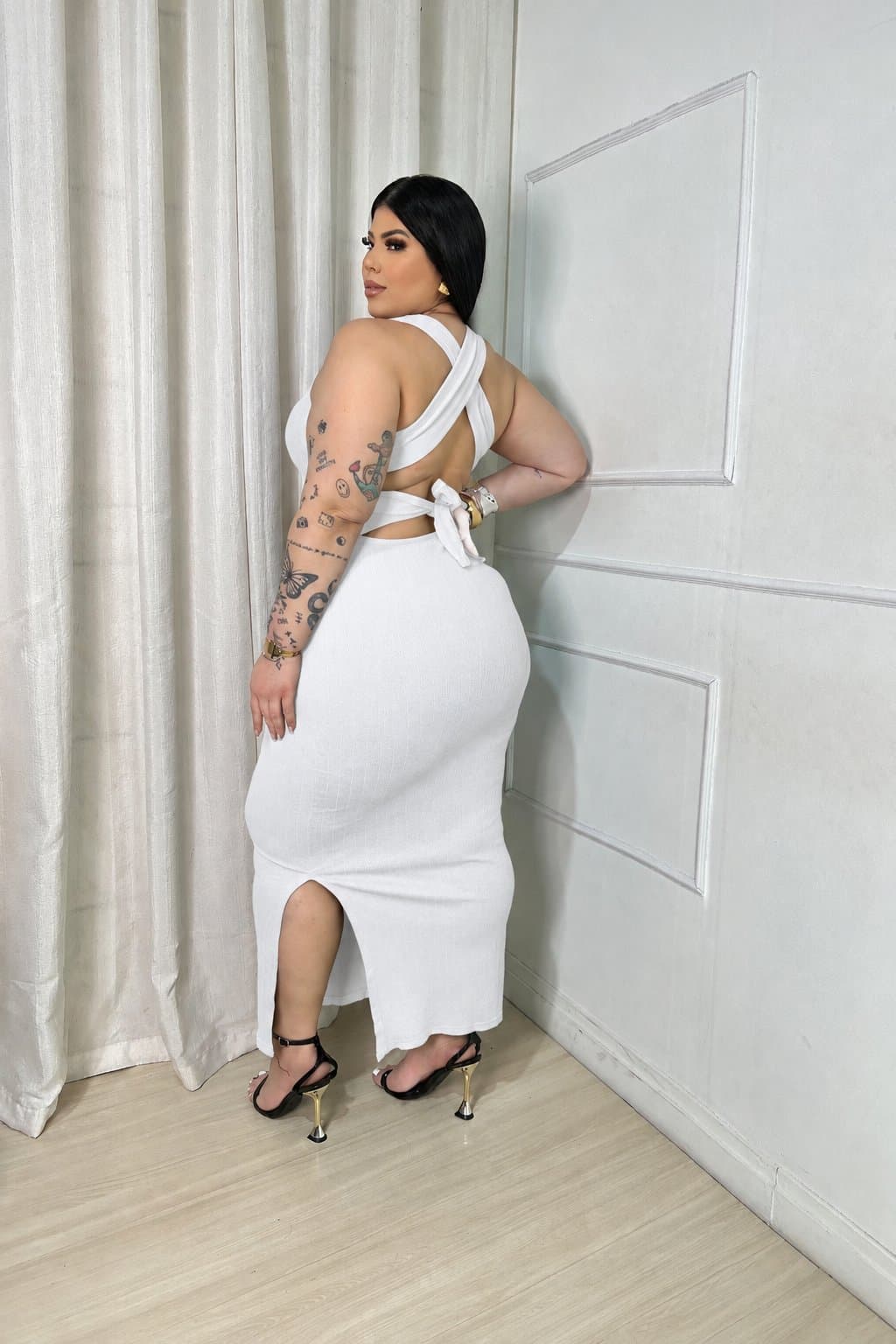 VESTIDO LÍDIA• CANELADO PREMIUM — Branco