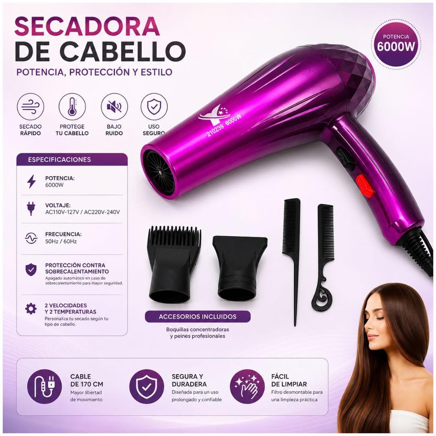 SECADORA DE CABELLO 4 EN 1