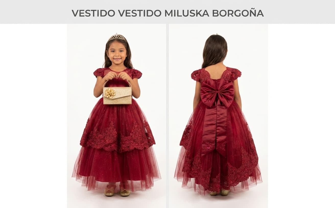 Vestido Miluska Borgoña — 6,8,10,12