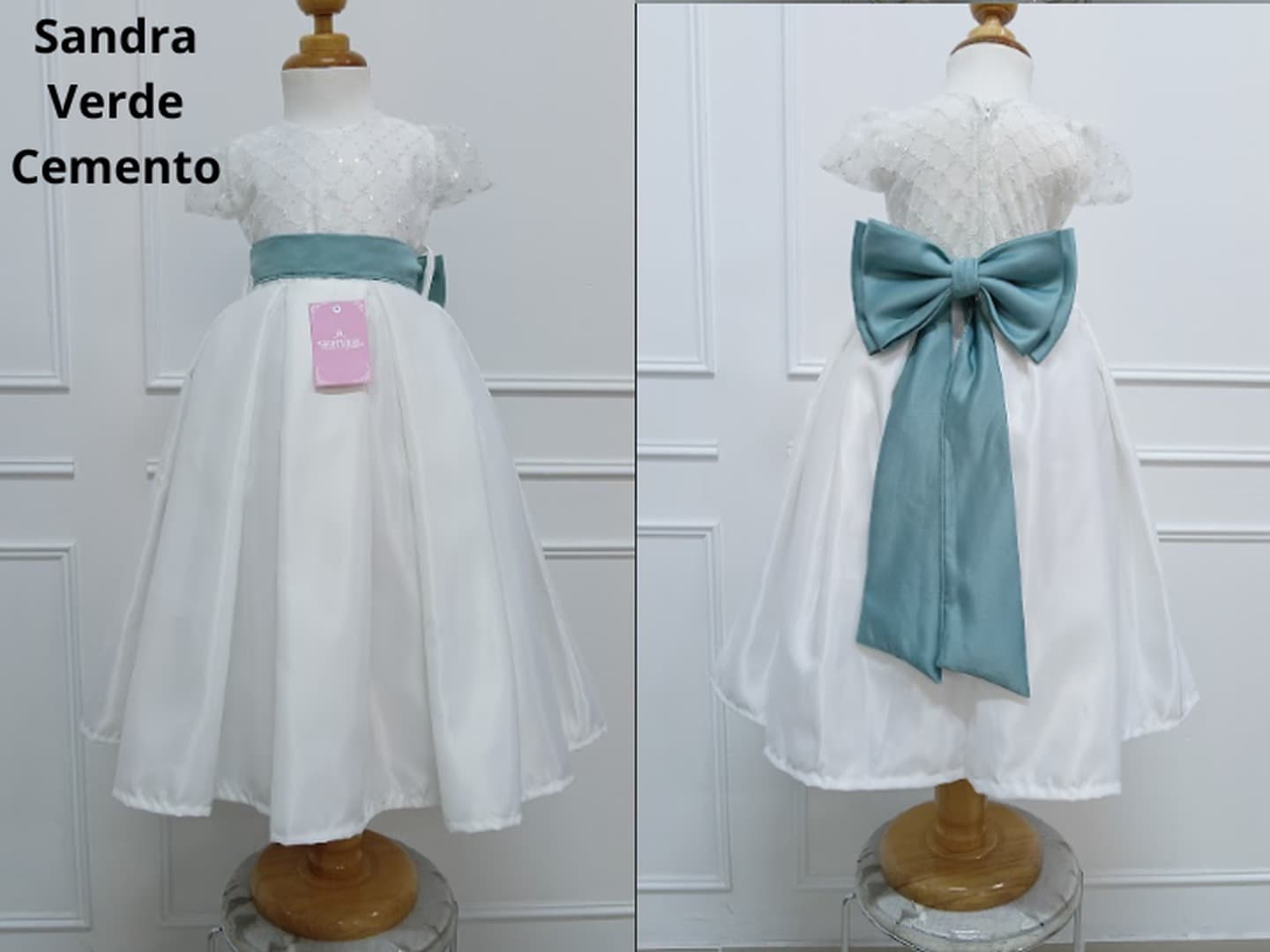 Vestido Sandra Verde Cemento — Vestido Sandra Verde Cemento - Talla 6